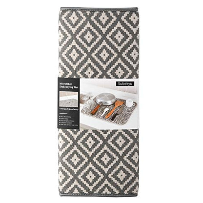 Dish Drying Mat for Kitchen Counter,Microfiber Machine Washable Dishes Matt - color: Dark Gray 2p 19.2*15.8