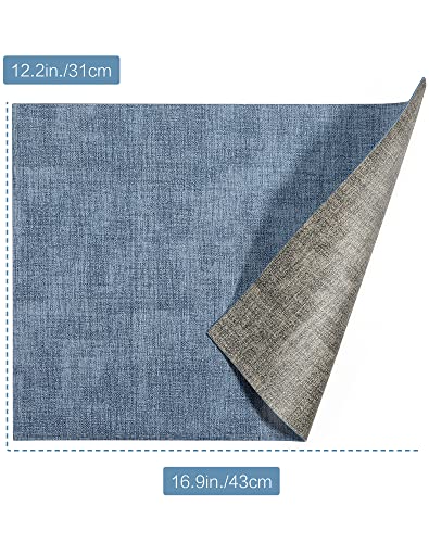 SUEH DESIGN Leather Placemats Table Mats Set of 6, Denim Blue & Smoky Gray - color: A: Denim Blue & Smoky Gray