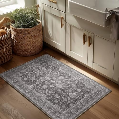 Washable 2x3 Entryway Rug, Non-Slip Door Mat, Charcoal Gray - color: Charcoal Gray, size: 2' x 3' (Rectangular)