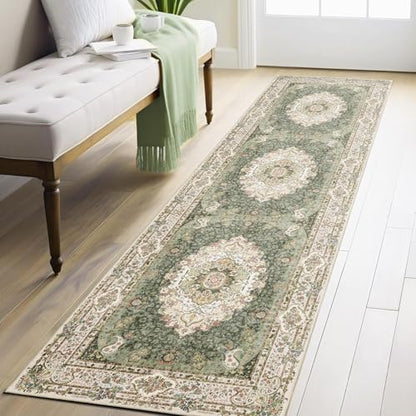 Washable Runner Rug 2'x8',Long Boho Green Rug Runners Non Slip - color: New Green, size: 2'x8'