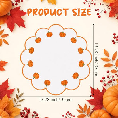 Qinyoung 6 Pcs Fall Pumpkin Placemats Orange Table Placemats, 13.8 inch - size: 13.8 Inches, style: Pumpkin