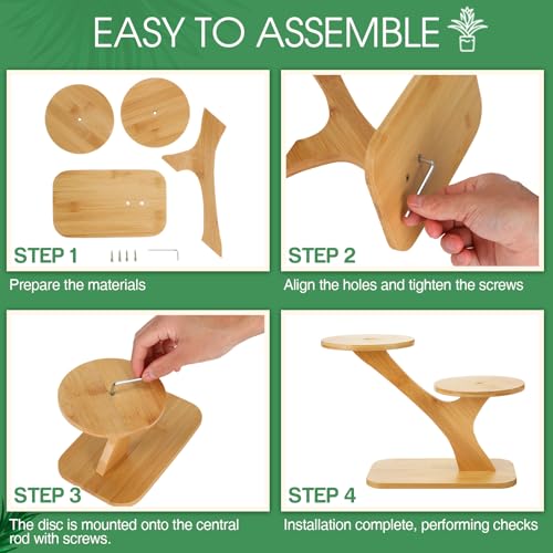 4 Pcs Bamboo Plant Stand Indoor 3 Tier Succulent Windowsill Shelf