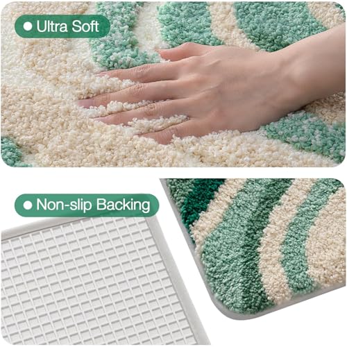 LUMI Beach Bathroom Rug 24x43, Soft Absorbent Bath Mat, Non Slip - color: Beach Aqua Green, size: 24"x43"