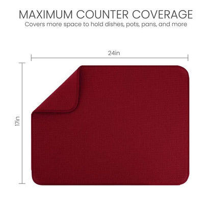Bellemain Dish Drying Mat, Drying Matt Kitchen Counter, 17 x 24 Inch - Red - color: Red, size: 17" x 24"