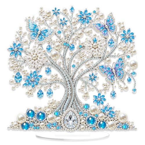 Yunzlly Stand Up Diamond Art Painting Kit, Desktop Gem Painting Ornament Kit for Adults, Tabletop Acrylic Diamond Board Painting (Tree) - color: Tree