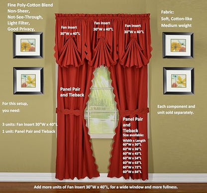 Today's Curtain, Orleans Scallop Curtain, Brick Red 45" Panel Pair and Tieback,4-Piece-Set, 60" W x 45" L, Brick Red - color: Brick Red, size: 60"W x 45"L (Pack of 1)
