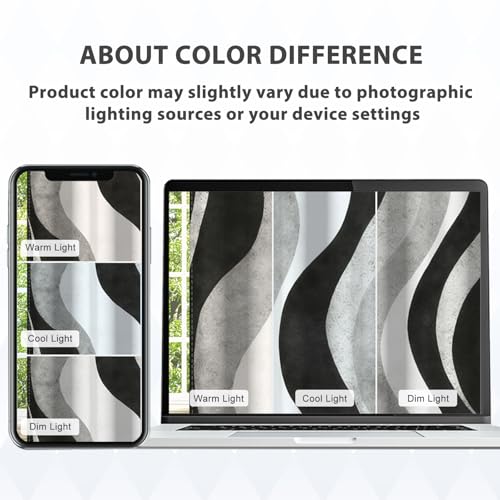 Modern Blackout Curtains 63 Inch Length 2 Panel Set,Black White Gray Wave Striped Abstract Curtains for Bedroom Living Room,Room Darkening Window Drapes with Grommet - color: 02 Black, size: 52"W x 63"L (Pack of 2)