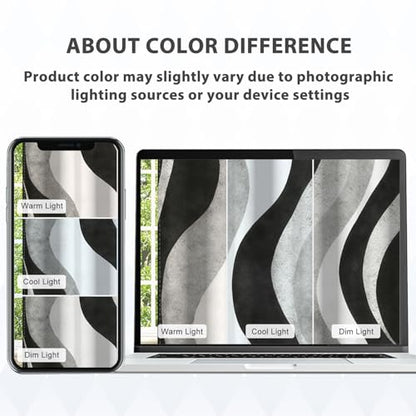 Modern Blackout Curtains 63 Inch Length 2 Panel Set,Black White Gray Wave Striped Abstract Curtains for Bedroom Living Room,Room Darkening Window Drapes with Grommet - color: 02 Black, size: 52"W x 63"L (Pack of 2)