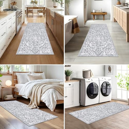 Pauwer Hallway Runner Rug 2x5, Washable Boho Kitchen Runner, Grey White - color: Grey White, size: 2' x 5' (Runner)