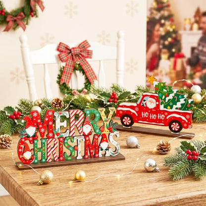 6pcs Christmas Wooden Tabletop Ornaments for Christmas Party Decorations