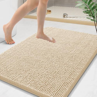 Arotive Bathroom Rugs 36x24, Soft Absorbent Shaggy Chenille Bath Rugs - color: Beige, size: 36" X 24"