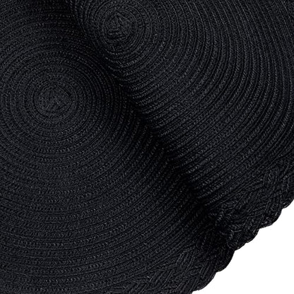 SHACOS Round Placemats Set of 6 Woven Round Table Mats 15 inch Braided Border Washable Cotton Polyester Circle Place Mats, Black (Pack of 2) - color: Black, size: 6 pieces (Pack of 2)