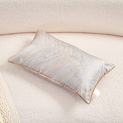 Avigers Lumbar Pillow Cover 12 x 20 Inch, Silver, Rayon Blend, Hidden Zipper - color: Silver, size: 20" x 12" (Pack of 1)