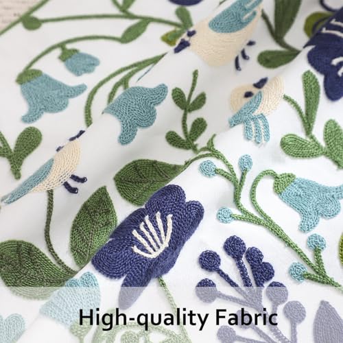 Embroidered Throw Pillow Covers 18x18 inch Pack of 2 Navy Blue Birds - color: Green Leaves With Birds