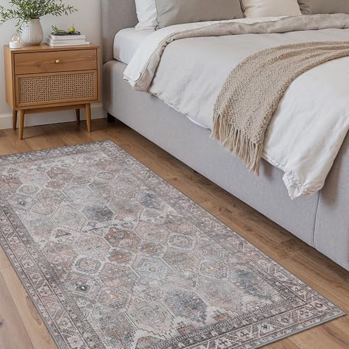 2x5 Runner Rug for Hallway Entryway Kitchen Rug Washable Runner Retro Grey - color: Retro Grey, size: 2' x 5' (Rectangular)