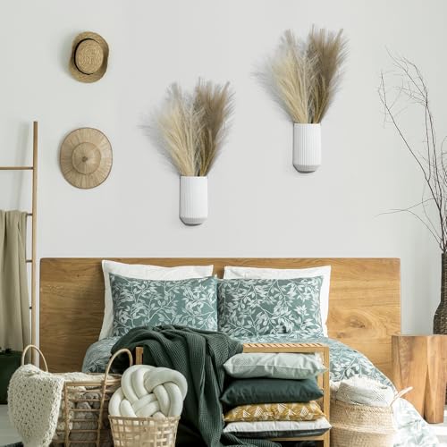 2 Pcs 5.9 Inch White Ceramic Wall Planter Modern Home