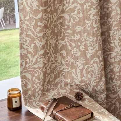 jinchan Taupe Floral Curtians 63 Inch Room Darkening Grommet 2 Panels - color: *Taupe, size: 50"W x 63"L (Pack of 2)