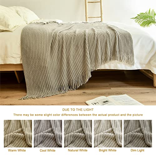 Blagic Knit Throw Blanket for Couch and Bed with Tassels,Camel, 50"x60" - color: I-camel, size: 50 × 60 in