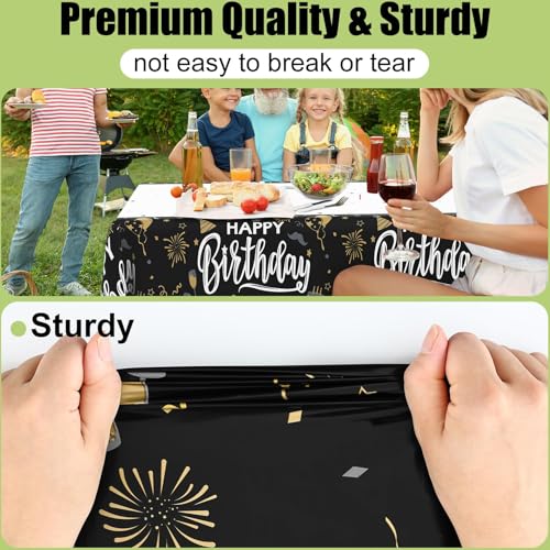 Smiry Disposable Rectangle Plastic 54 x 108 Inch Table Cloth 3 Pack - color: Black and White