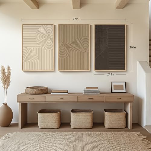 Large 3D Framed Neutral Abstract Wall Art for Living Room, 3 Piece 24x36 In - color: Neutral --B, size: 24"w X 36"h X 3pcs