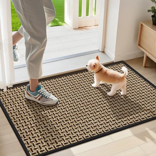 LEKEEPGO Door Mat Indoor Entrance 17"x29", Absorbent Indoor Door Mat, Non Slip Rubber Backing Inside Door Mats, Washable Floor Mat, Low-Profile Doormat for Front Door, Entryway, Entrance, Black - color: Black-1, size: 1'5" X 2'5" (Rectangular)