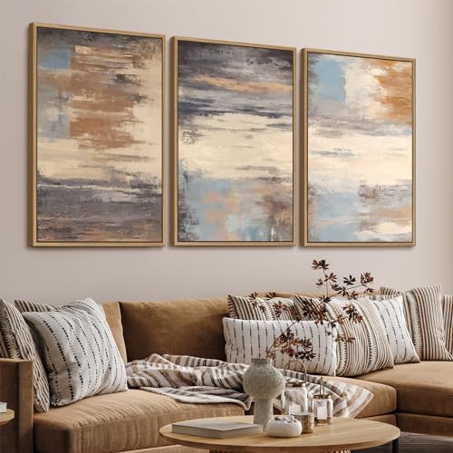 Large Framed Canvas Wall Art, Abstract Colorful Painting Picture, 24"X36"X3 - color: Sepia, size: 24" X 36" X 3pieces Framed