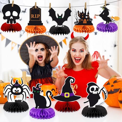 Halloween Table Decorations, 10Pcs Spooky Honeycomb Centerpieces - style: Black Halloween Style
