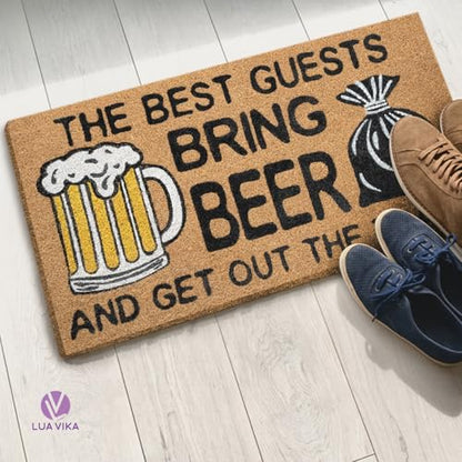 Funny Coir Door Mats Outside and Inside, Beer, 17 x 30 in - color: Beer