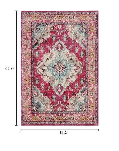 SAFAVIEH Monaco Area Rug 5'1"x7'7", Pink & Multi MNC243D - color: Pink/Multi, size: 5'1" x 7'7" (Rectangular)