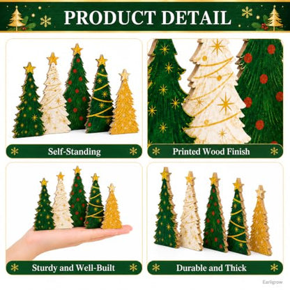 Christmas Decorations Indoor, 5 Pcs Rustic Christmas Star Tree Home Decor