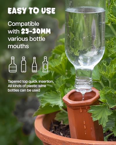 Plant Watering Devices, Self Watering Spikes, Self Watering Planter Insert, Terracotta Watering Spikes, Plant Watering Spikes, Vacation Plant Watering Devices, Water Plants While Away - color: Terracotta - 10 Pcs (Pack of 1)