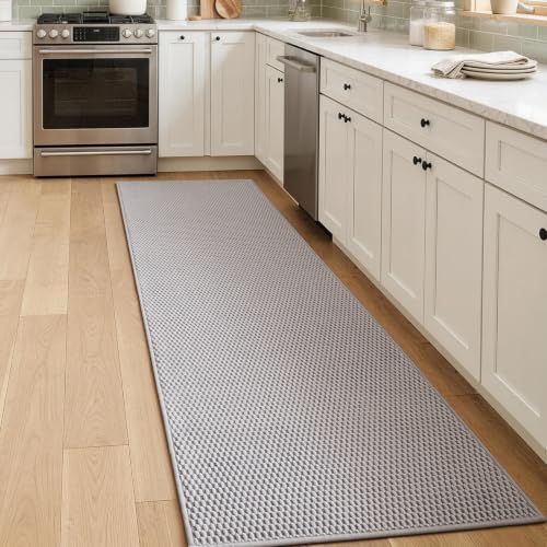 Sunfly 2x7 Runner Rug with Non Slip Rubber Backing Light Grey - color: Light Grey, size: 2' x 7' (Rectangular)