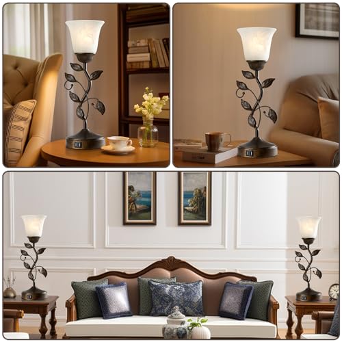 Touch Bedside Table Lamp for Living Room with 2 USB C+A Ports - color: 1 Pack - Brass