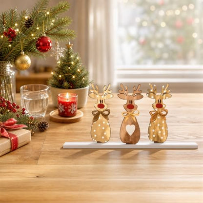Smile Wooden Sign Christmas Winter Decor - style: Reindeer