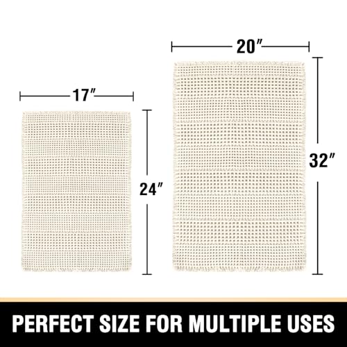 H.VERSAILTEX Waffle Bath Mat Super Absorbent Bathroom Mats Non Slip Bath Rugs for Bathroom Floor Machine Washable Ultra Soft Bathroom Rugs for Beside Tub, (32 x 20 Plus 24 x 17 - Inches, Ivory) - color: Ivory, size: 20" x 32" Plus 17" x 24"