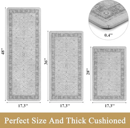 Pauwer Anti Fatigue Kitchen Floor Mats Set of 3, Cushioned Rugs, Light Grey - color: Light Grey