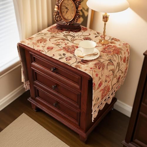 Nightstand Cover Lace Beige, Jacquard Topper, 15.7x43.3 Inch - color: Beige, size: 43.3" x 15.7" (Rectangular)