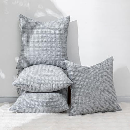 Pack of 4 Throw Pillow Covers 18x18” Boho Cushion Covers for Living Room - color: Light Gray, size: 18" x 18" (Pack of 4)
