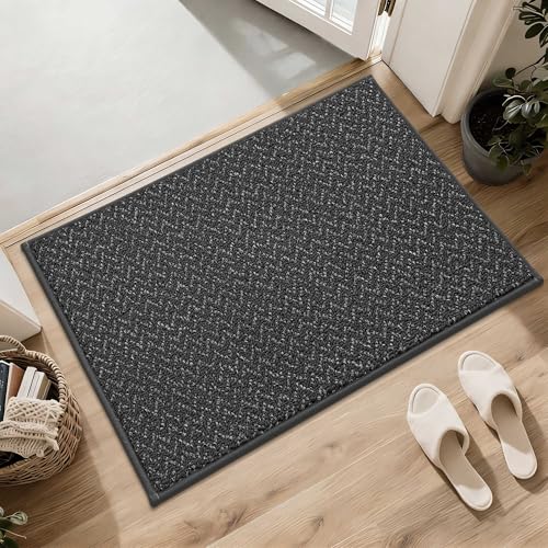 COSY HOMEER Dirt Trapper Door Mat 17"x30" Non Slip Washable Dark Grey - color: Dark Grey, size: 17" x 30"