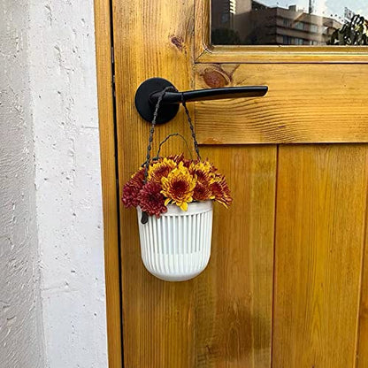 Melphoe 3.5‘’ Two-Piece Succulent Planters Pots with Drainage, Flexible Removable Handle, Flower Pots for Mini Plants, Small Hanging Planter for Wall, Window, 6 PCAK, White - color: White