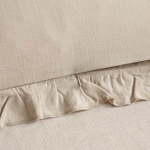 Foindtower Linen Fringe Ruffle Throw Pillow Covers 18×18 Inch Light Tan - color: Semolina, size: 18" x 18" (Pack of 2)