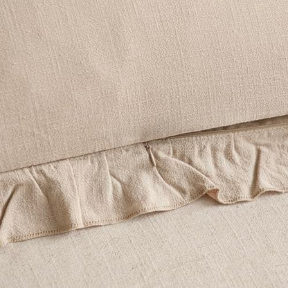 Foindtower Linen Fringe Ruffle Throw Pillow Covers 18×18 Inch Light Tan - color: Semolina, size: 18" x 18" (Pack of 2)