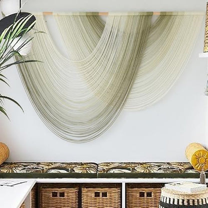 Macrame Wall Hanging Boho Tapestry Dip Dyed Ombre Moss Green 57"W*39"L - color: Moss Green