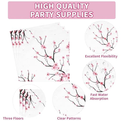 Grencian 96 PCS Cherry Blossom Party Supplies Cherry Decorations, Serves 24 - style: Cherry Blossom Kit