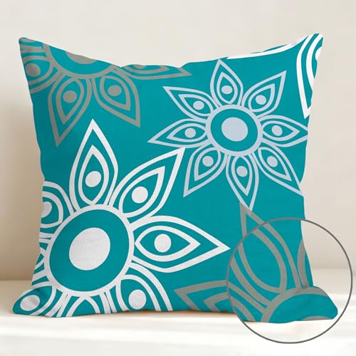 Hexagram Throw Pillow Covers 18x18, Teal Outdoor Pillow Covers Set of 4 - color: Teal, size: 18" x 18" (Pack of 4)