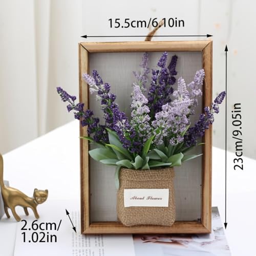 Wall Planter Vase with Ceramic Pot 3D Wooden Wall Art Hanging Vases for Flowers, Indoor Wall Plant Holder for Home Decor, Wall Mounted Frame for Dried/Fresh Plants-Purple Lavender - color: Purple Lavender