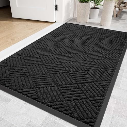 Front Door Mat, 48" x 24" Heavy Duty Indoor Outdoor Doormat - color: Black Diamond, size: 2' x 4' (Rectangular)