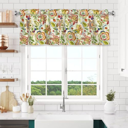 Retro Paisley Curtain Valance Short Rod Pocket Window Treatment for Living Room Bedroom Kitchen Bathroom 1 Panel 54" W x 18" L - color: Retro Paisley