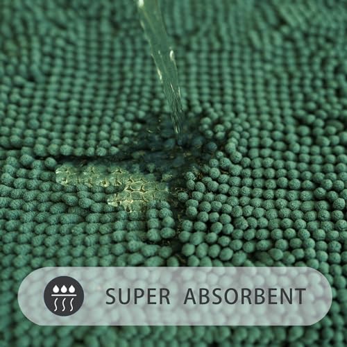 U-Shaped Toilet Rug, Chenille Contour Bathroom Mat, Non-Slip PVC Backing, Machine Washable, 20x20, Dark Green - color: Dark Green, size: 1'8" x 1'8" (20"x 20"U)