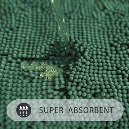 U-Shaped Toilet Rug, Chenille Contour Bathroom Mat, Non-Slip PVC Backing, Machine Washable, 20x20, Dark Green - color: Dark Green, size: 1'8" x 1'8" (20"x 20"U)